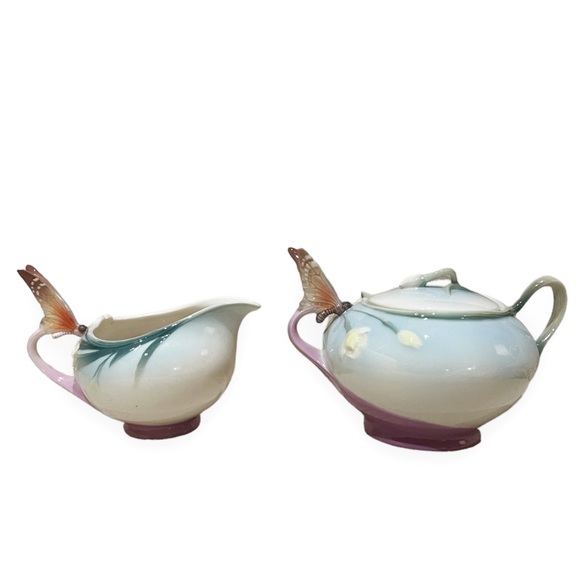 RARE Franz Porcelain Collection "Papillon Butterfly" Creamer & Sugar Set - Picture 8 of 11